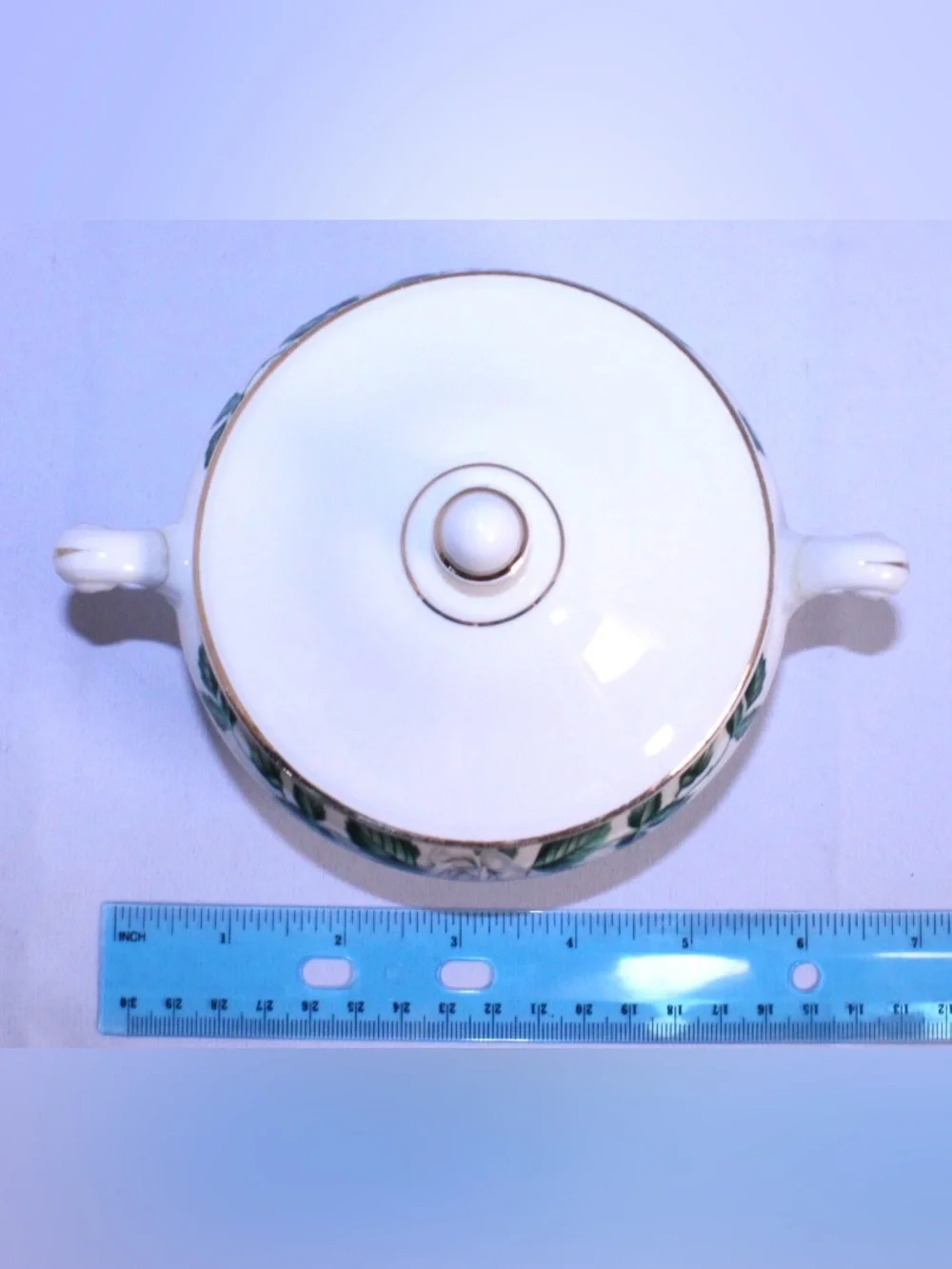 Classic Vintage Homer Laughlin lidded sugar bowl in Nassau pattern White Rose